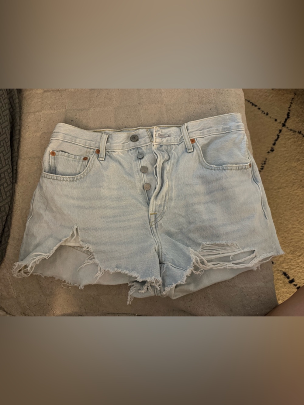Light Wash Distressed Women's Denim Shorts